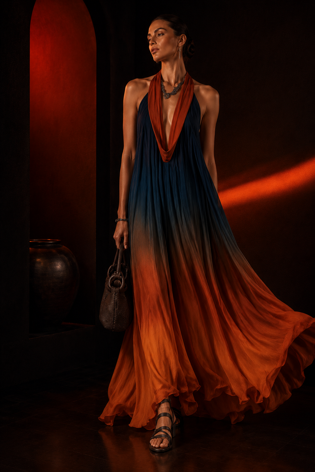 European And American Floral-print Sleeveless Maxi Dress For Vacation